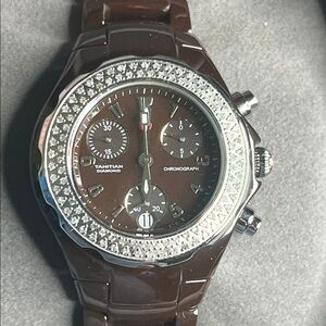 Michele Tahitian Chocolate‎ Ceramic Chronograph Ladies Watch Swiss Movement